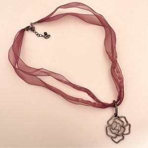 Vintage STERLING SILVER Spring Floral Fairy Ballet Core Coquette Ribbon Necklace